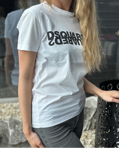 Triko pánské Dsquared2 bílé s nápisem